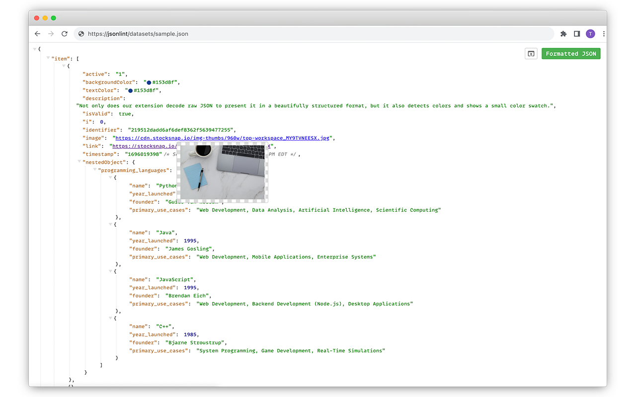 JSON Formatter Screenshot 1